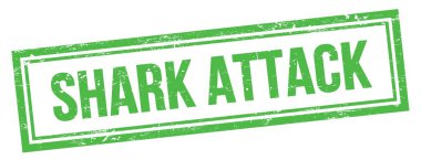 Yeşil grungy vintage dikdörtgen damgalı Shark Saldırı metni.