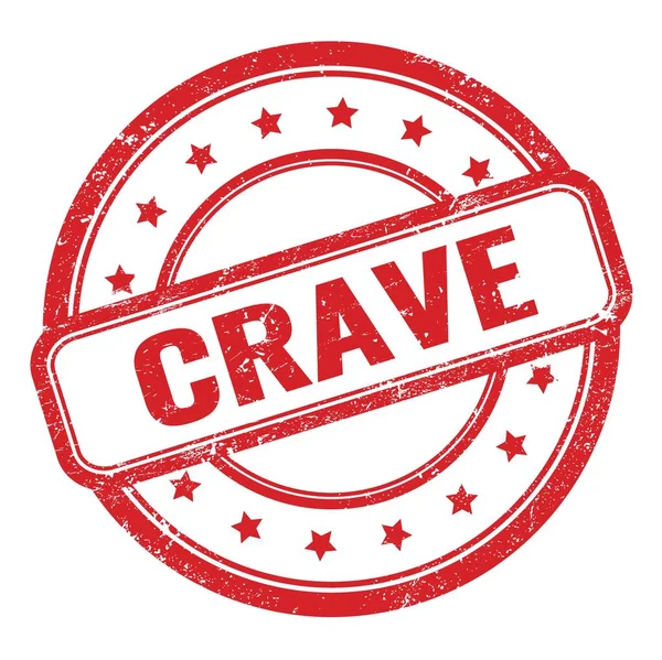 Crave Text Red Grungy Vintage Rubber Stamp — 图库照片