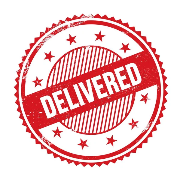 Delivered Text Written Red Grungy Zig Zag Borders Stamp — Foto de Stock