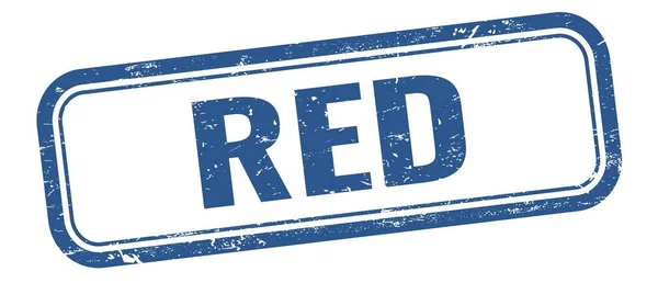 Red Szöveg Kék Grungy Vintage Négyszögletes Bélyegzőn — Stock Fotó