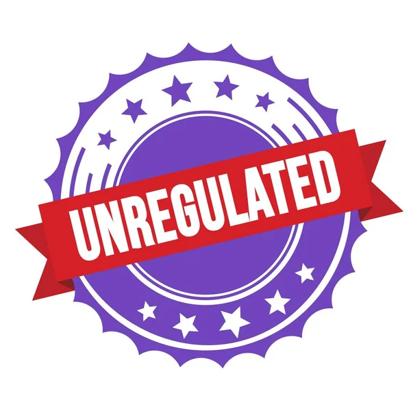 Unregulated Text Red Violet Ribbon Badge Stamp — Stock Photo, Image