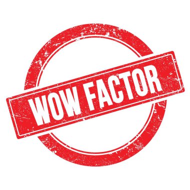 Kırmızı grungy yuvarlak vintage damga üzerinde WOW FACTOR metin.