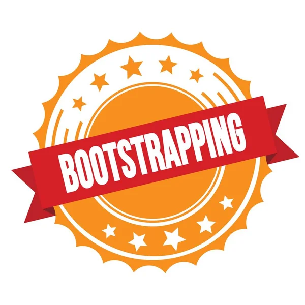 Bootstrapping Text Red Orange Ribbon Badge Stamp — Stock Photo, Image