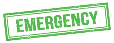 Yeşil grungy vintage dikdörtgen damgalı EMERGENCY metin.