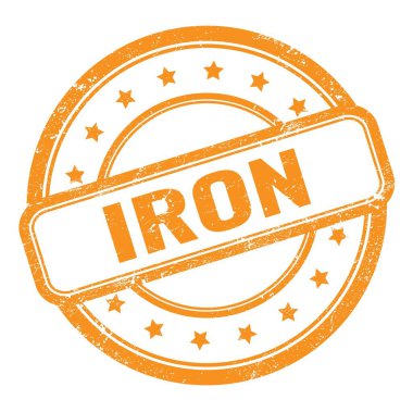 Turuncu grungy vintage lastik damgalı IRON metni.