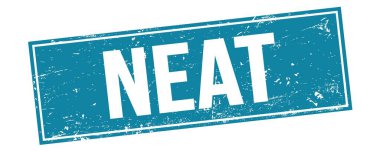 Mavi grungy dikdörtgen damga işareti üzerinde NEAT metin.