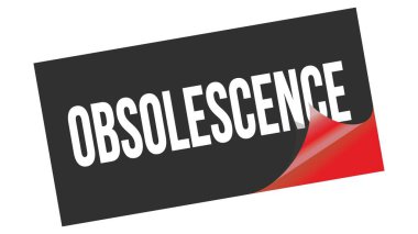 Siyah kırmızı etiket damgasında OBSOLESCENCE metni.