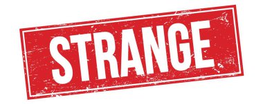 Kırmızı grungy dikdörtgen damga işareti üzerinde STRANGE metin.