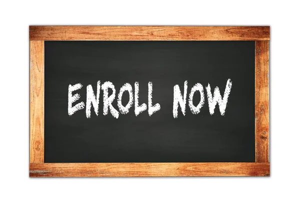 Enroll Now Text Written Black Wooden Frame School Blackboard — Stock Photo, Image