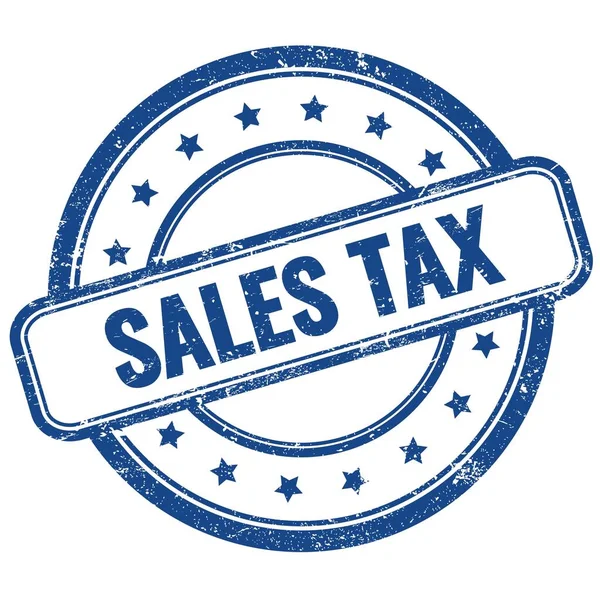 Sales Tax Tekst Blauwe Vintage Grungy Ronde Rubberen Stempel — Stockfoto