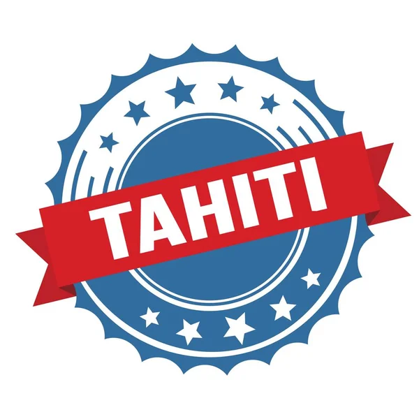 Tahiti Szöveg Piros Kék Szalagos Bélyegzőn — Stock Fotó