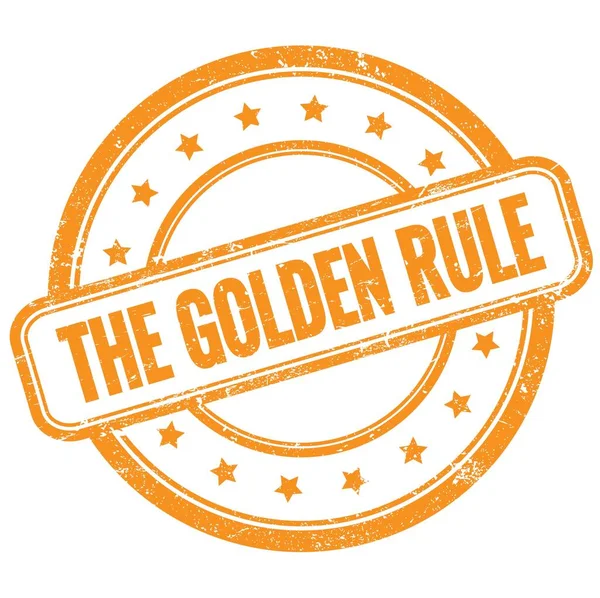 Golden Rule Texte Sur Timbre Rond Grungy Vintage Orange — Photo