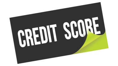 Siyah yeşil etiket damgası üzerine yazılmış CREDIT skor metni.