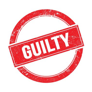 Kırmızı grungy yuvarlak vintage damga üzerinde GUILTY metin.