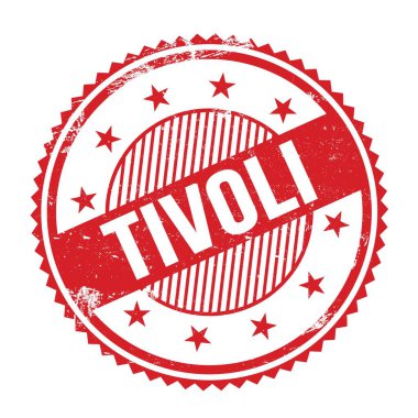 Kırmızı yuvarlak vintage damgada TIVOLI kelimesi.