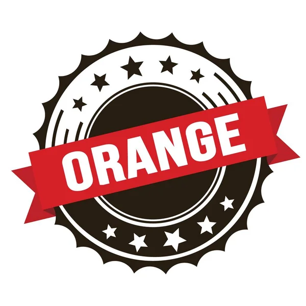 Orange Szöveg Piros Barna Szalagjelvényes Bélyegzőn — Stock Fotó