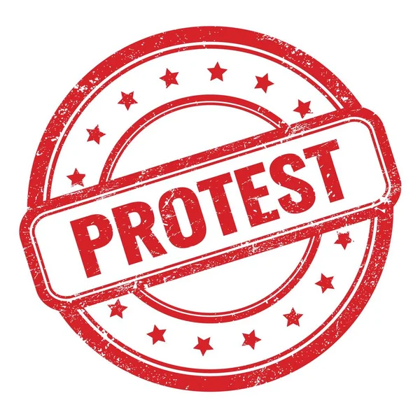 Protest Tekst Czerwonym Grungy Rocznika Okrągły Stempel Gumowy — Zdjęcie stockowe