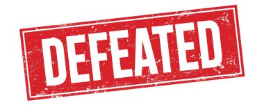 Kırmızı grungy dikdörtgen işareti üzerinde mağlup edilmiş metin.