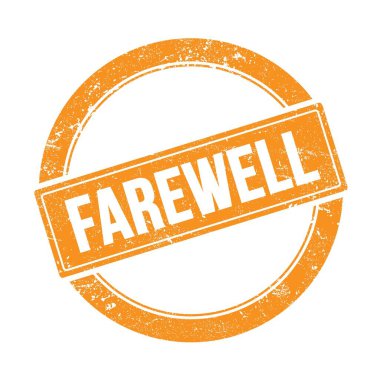 Portakallı grungy round vintage pulu üzerine veda metni.