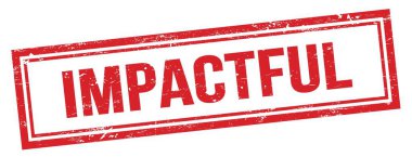 Kırmızı grungy vintage dikdörtgen damgalı IMPACTFUL metin.