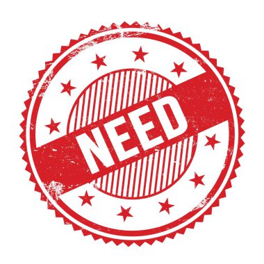 Kırmızı grungy zig zag kenarları yuvarlak mühür üzerine yazılmış ihtiyaç metin.