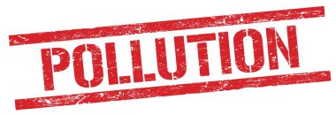 Kırmızı grungy dikdörtgen damga işareti üzerinde POLUTION metin.