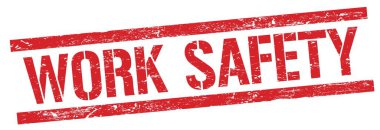 Kırmızı çirkin dikdörtgen damga işareti üzerinde İş Güvenliği metni.