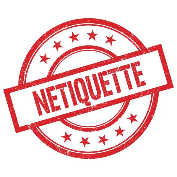 NETIQUETTE kırmızı yuvarlak vintage kauçuk damga üzerine yazılmış metin.