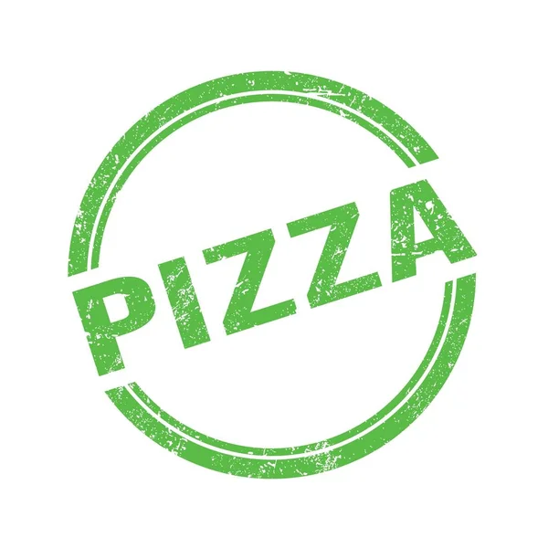 Pizza Text Written Green Grungy Vintage Stamp — 스톡 사진