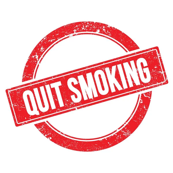 Quit Smoking Tekst Rode Grungy Ronde Vintage Stempel — Stockfoto