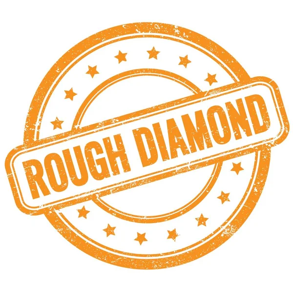 Rough Diamond Text Auf Orangefarbenem Grungy Rundem Gummistempel — Stockfoto