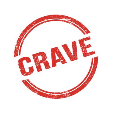 Kırmızı grungy vintage yuvarlak damga üzerine yazılmış CRAVE metin.