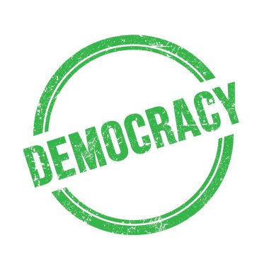 Yeşil grungy vintage yuvarlak damga üzerine yazılmış DEMOCRACY metin.