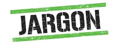 Siyah yeşil çizgiler üzerindeki JARGON metin damgası.