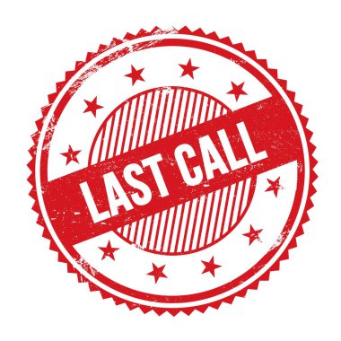 Son arama metni kırmızı grungy zig zag kenarları yuvarlak pul üzerine yazılmış.