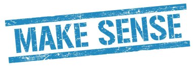 Mavi grungy dikdörtgen mühür işareti üzerinde SENSE metni yap.