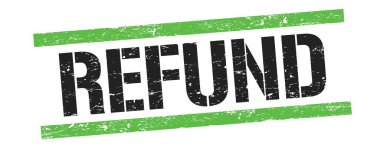 Siyah yeşil çizgiler üzerindeki REFUND metni pul işareti.