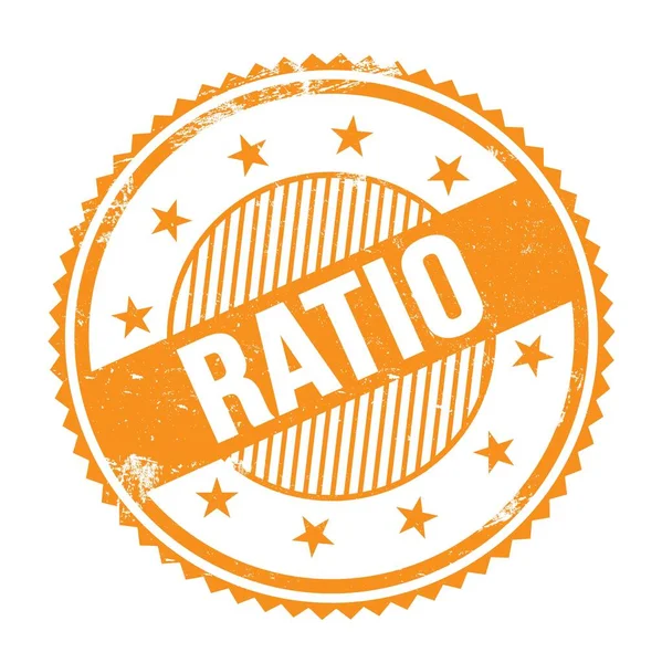 Turuncu grungy zig zag kenarları üzerine yazılmış RATIO metni yuvarlak pul.