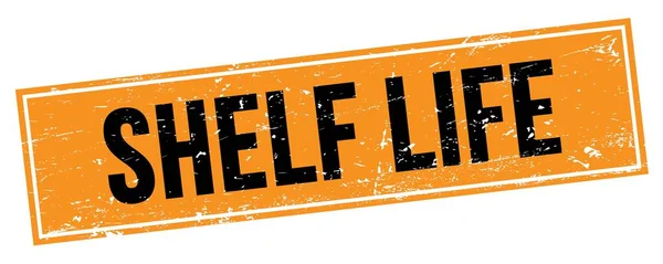 Shelf Life Tekst Czarny Pomarańczowy Grungy Prostokąt Znak Znaczka — Zdjęcie stockowe