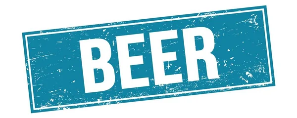 Beer Text Blå Grungy Rektangel Stämpel Tecken — Stockfoto
