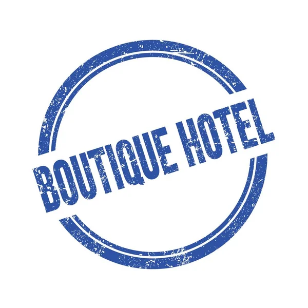 Boutique Hotel Testo Scritto Blu Grungy Vintage Timbro Rotondo — Foto Stock