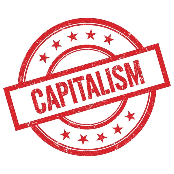 Capitalismテキスト赤丸ヴィンテージゴムスタンプ — ストック写真