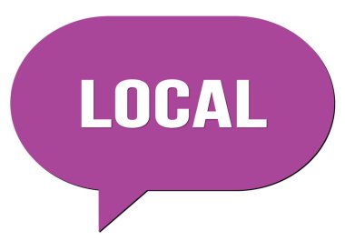 LOCAL metni menekşe konuşma kabarcığı damgası ile yazılmış