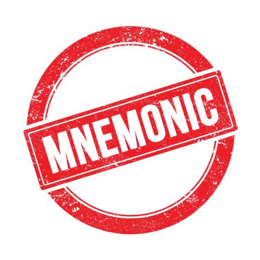 Kırmızı grungy yuvarlak vintage pul üzerinde MNEMONIC metin.