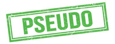 Yeşil grungy vintage dikdörtgen damgalı PSEUDO metni.