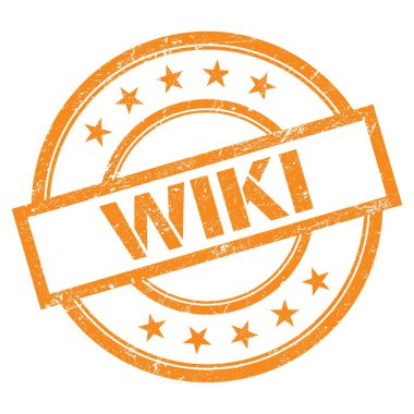 WIKI metin turuncu yuvarlak vintage kauçuk damga üzerine yazılmış.