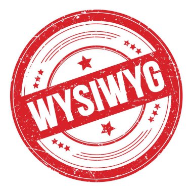 WYSIWYG metni kırmızı yuvarlak dokuma damgası üzerine.