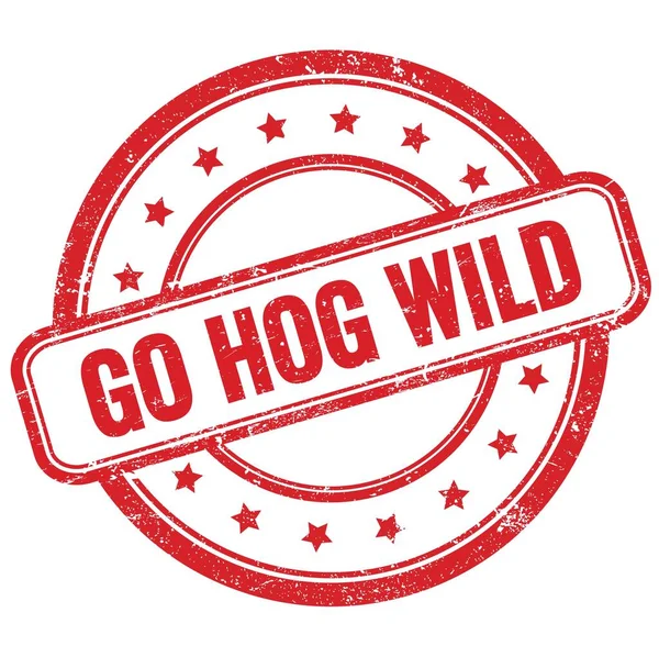 Hog Wild Texte Sur Timbre Rond Grungy Vintage Rouge — Photo