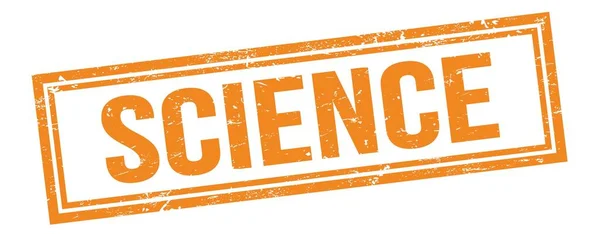 Science Text Orange Grungy Vintage Rektangel Stämpel — Stockfoto