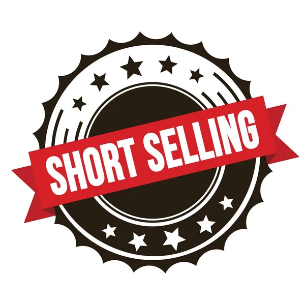 Short Selling Text Red Brown Ribbon Badge Stamp — Stock Photo, Image